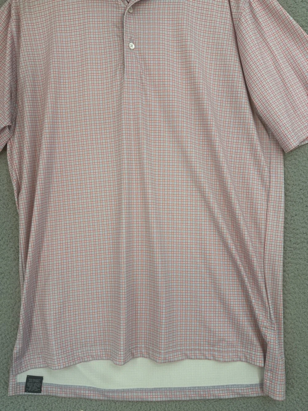 Turtleson Golf shirt Men's Medium short sleeve Pink Checkered Polo Stretch